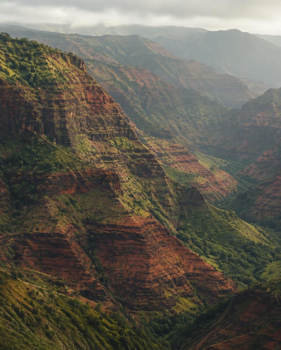 Layered red and green cliffs of Waimea Canyon